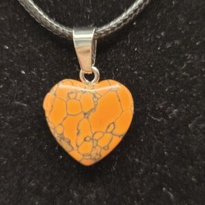Heart-Shaped Orange Pendant Necklace